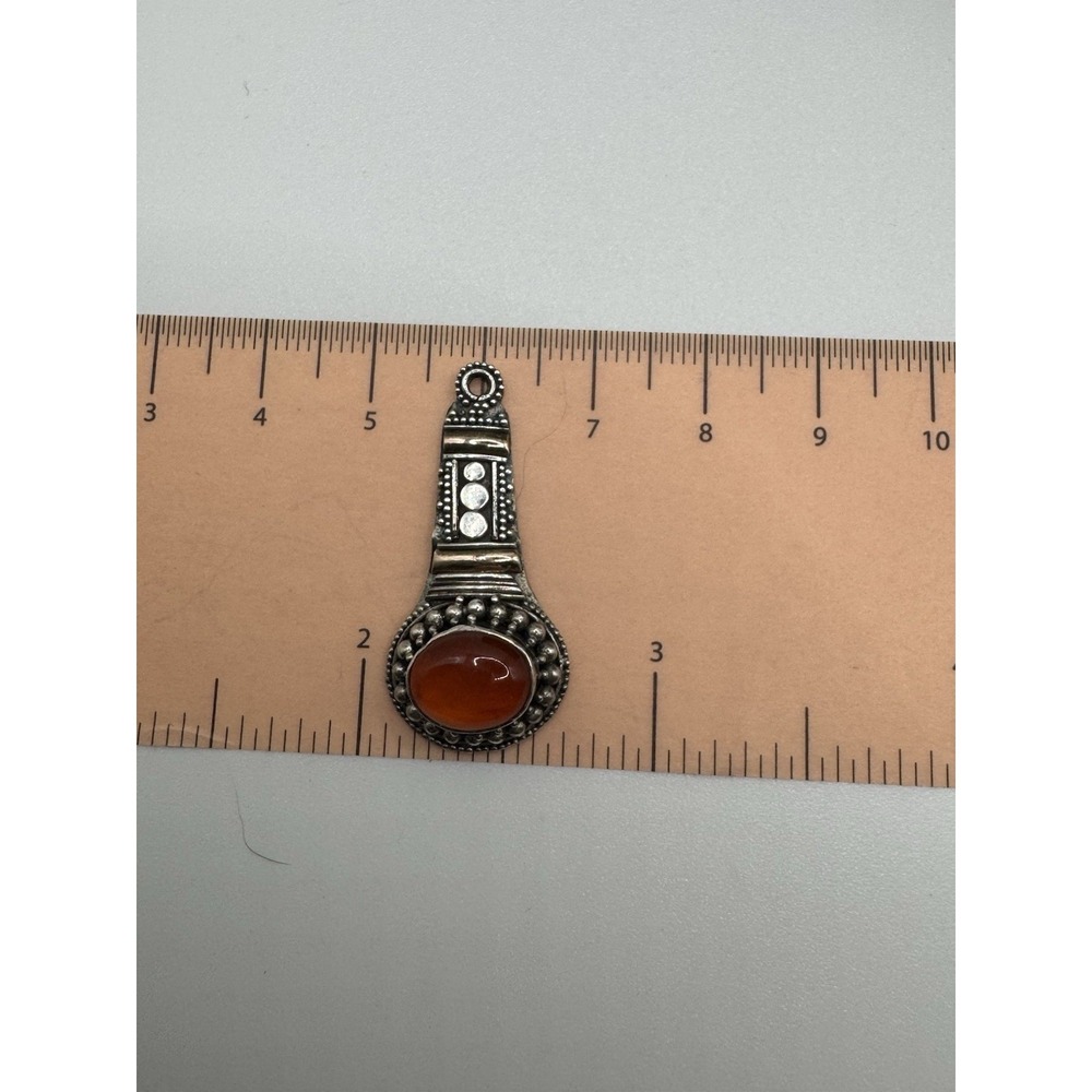 Vintage Carnelian and 925 Silver‎ Pendant - Picture 5 of 8